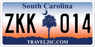 SC license plate ZKK014