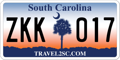 SC license plate ZKK017