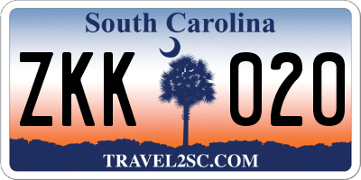 SC license plate ZKK020