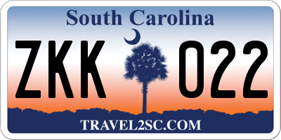 SC license plate ZKK022