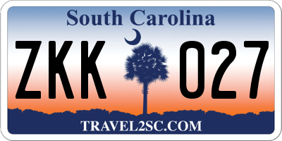 SC license plate ZKK027