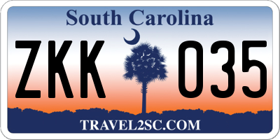 SC license plate ZKK035