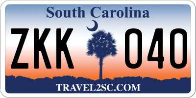 SC license plate ZKK040