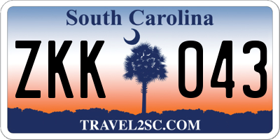 SC license plate ZKK043