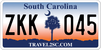 SC license plate ZKK045