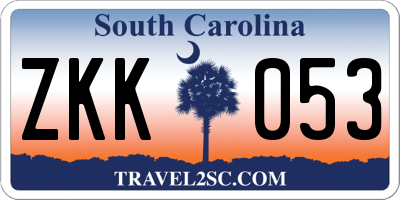 SC license plate ZKK053