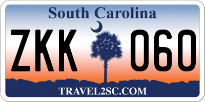 SC license plate ZKK060