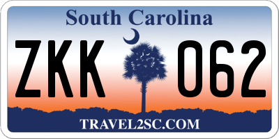 SC license plate ZKK062