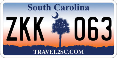 SC license plate ZKK063