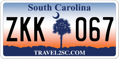 SC license plate ZKK067