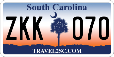 SC license plate ZKK070