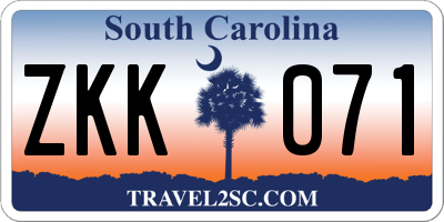 SC license plate ZKK071