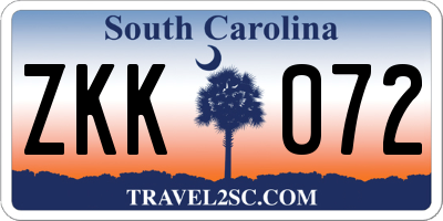 SC license plate ZKK072