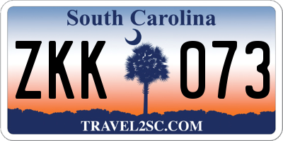 SC license plate ZKK073