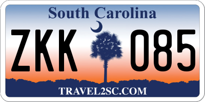 SC license plate ZKK085