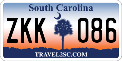 SC license plate ZKK086