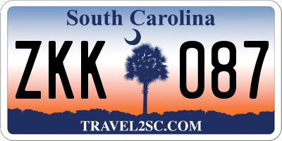 SC license plate ZKK087