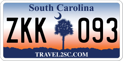 SC license plate ZKK093