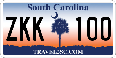 SC license plate ZKK100