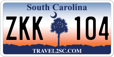 SC license plate ZKK104