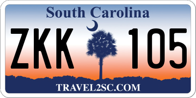 SC license plate ZKK105