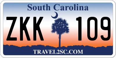 SC license plate ZKK109