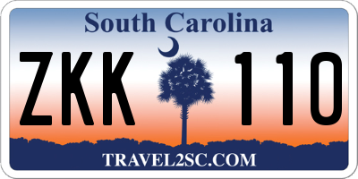 SC license plate ZKK110