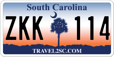 SC license plate ZKK114