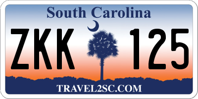 SC license plate ZKK125