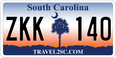 SC license plate ZKK140