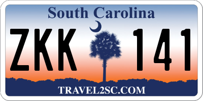 SC license plate ZKK141
