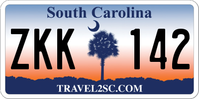 SC license plate ZKK142