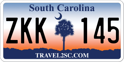 SC license plate ZKK145