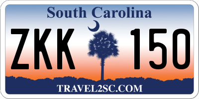 SC license plate ZKK150