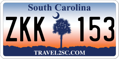 SC license plate ZKK153