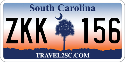 SC license plate ZKK156
