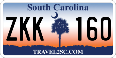 SC license plate ZKK160