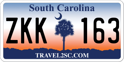 SC license plate ZKK163