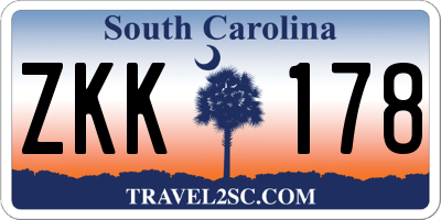 SC license plate ZKK178