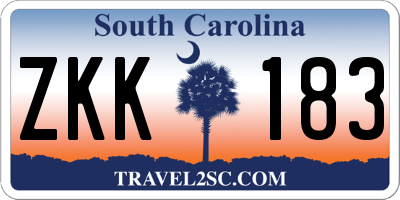 SC license plate ZKK183