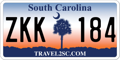 SC license plate ZKK184