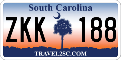 SC license plate ZKK188