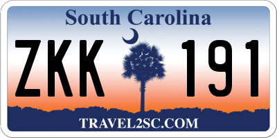SC license plate ZKK191