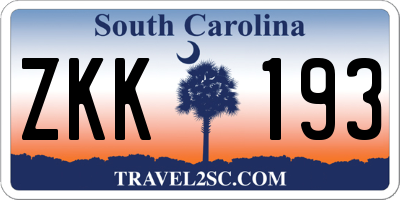 SC license plate ZKK193