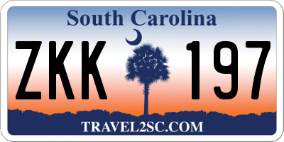 SC license plate ZKK197