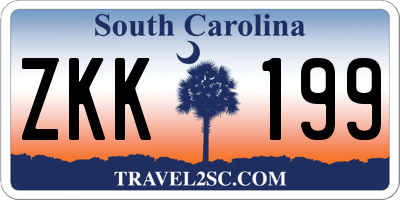 SC license plate ZKK199