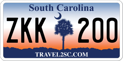 SC license plate ZKK200