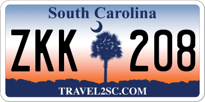 SC license plate ZKK208