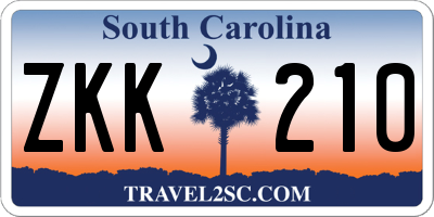 SC license plate ZKK210