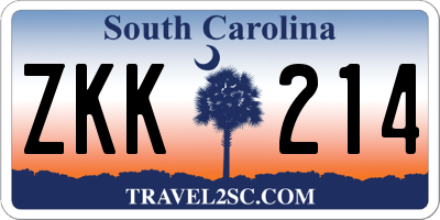 SC license plate ZKK214